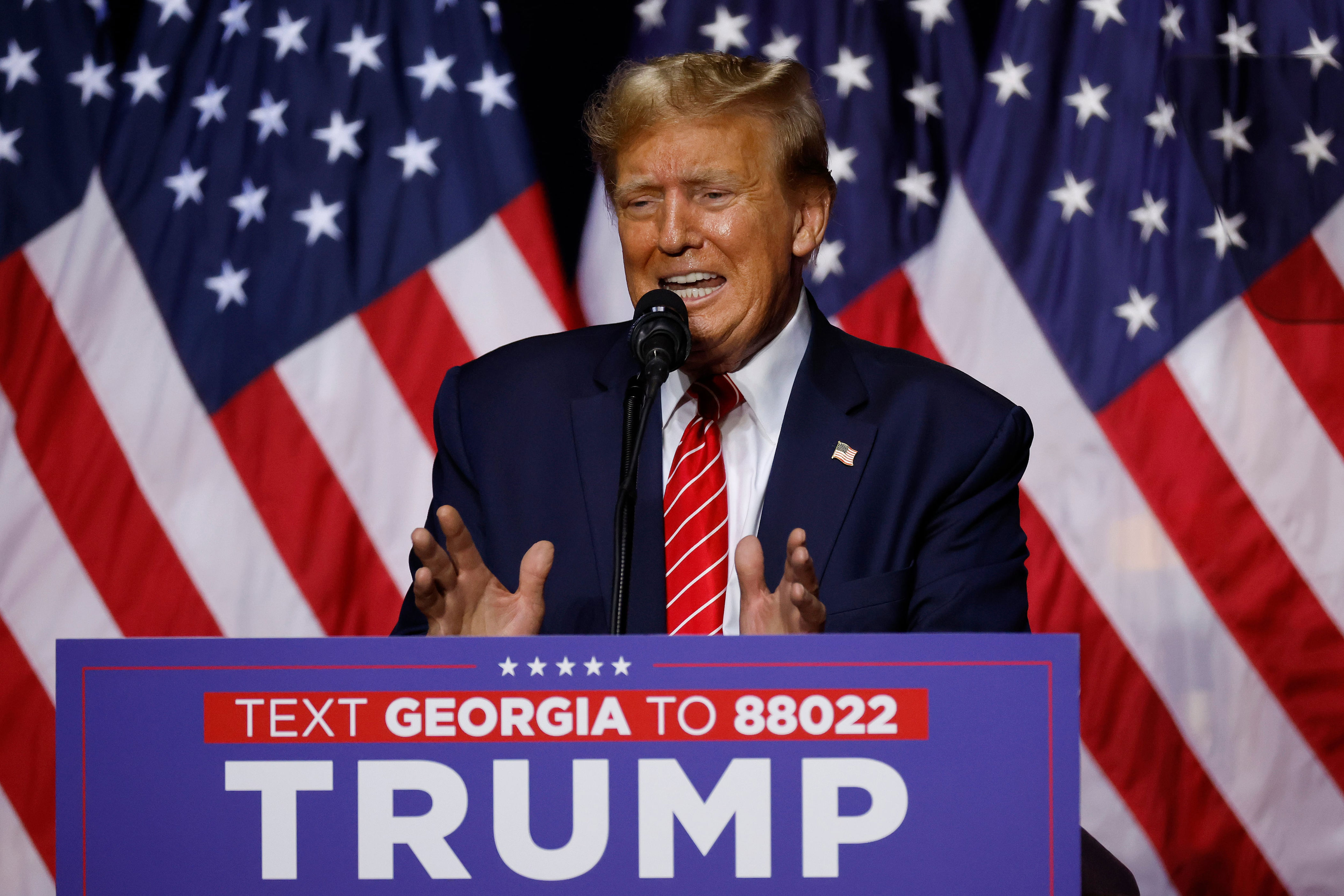 President Trump delivering remarks during trip to North Georgia business