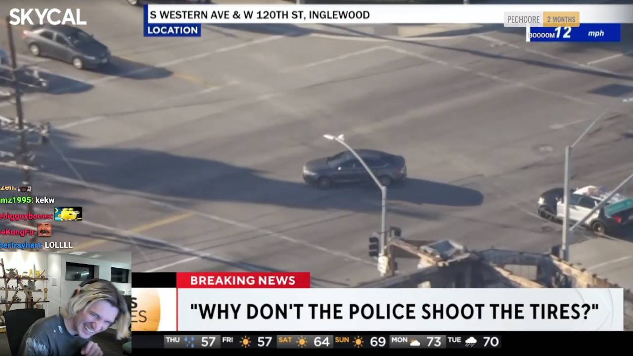 xQc gets name-dropped on live TV during a police chase