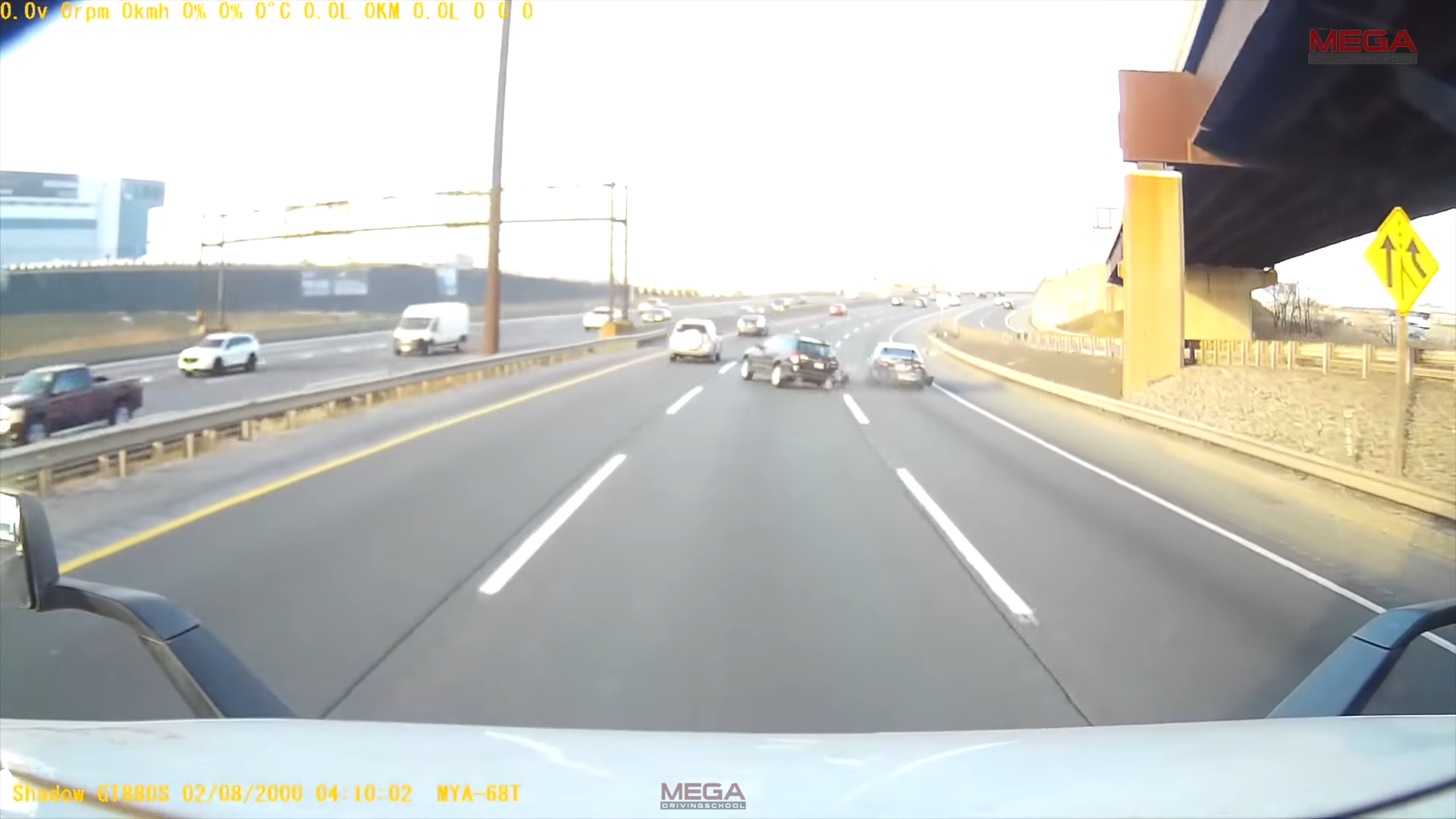Speeding driver almost causes a fatal crash on the highway