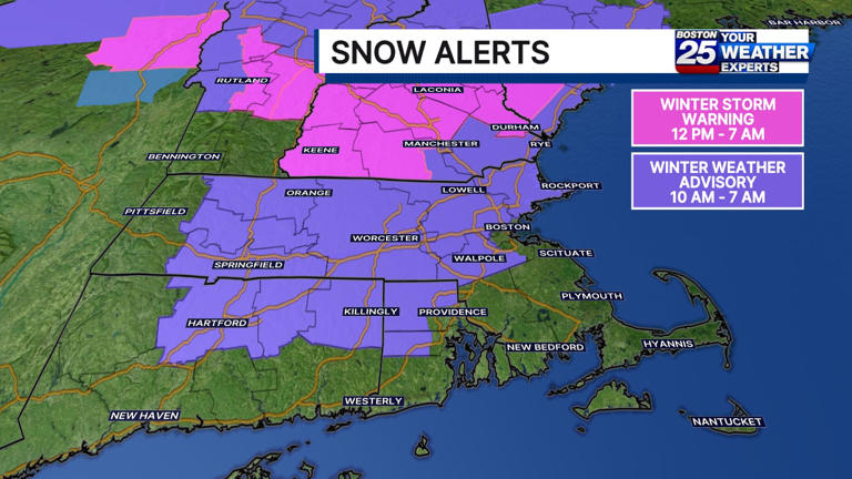 Winter weather advisory issued in parts of Massachusetts