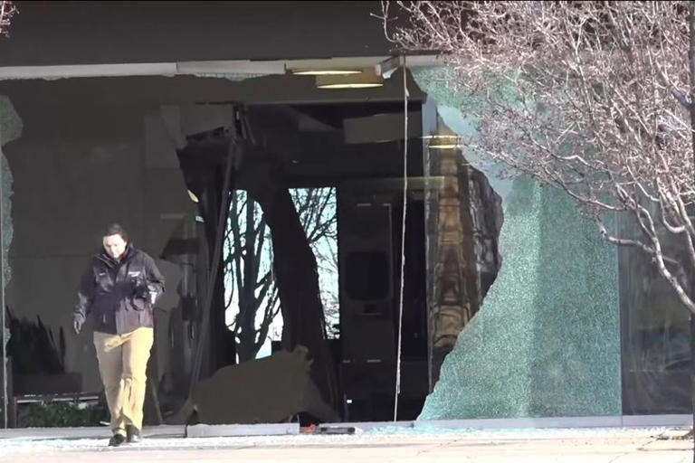 Stolen ambulance crashes into building recently leased to Homeland Security