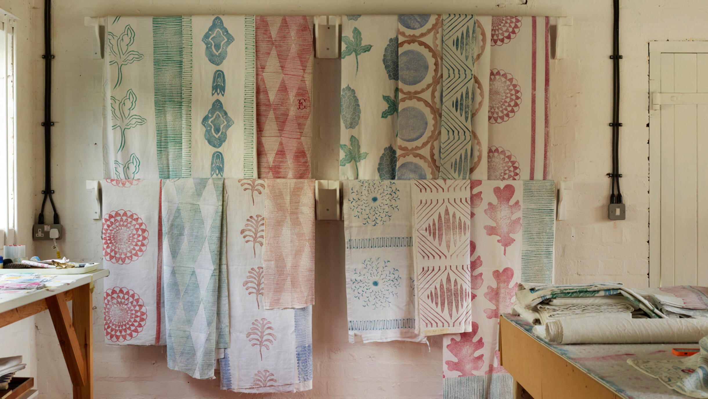 This English textile designer block-prints her designs by hand onto ...