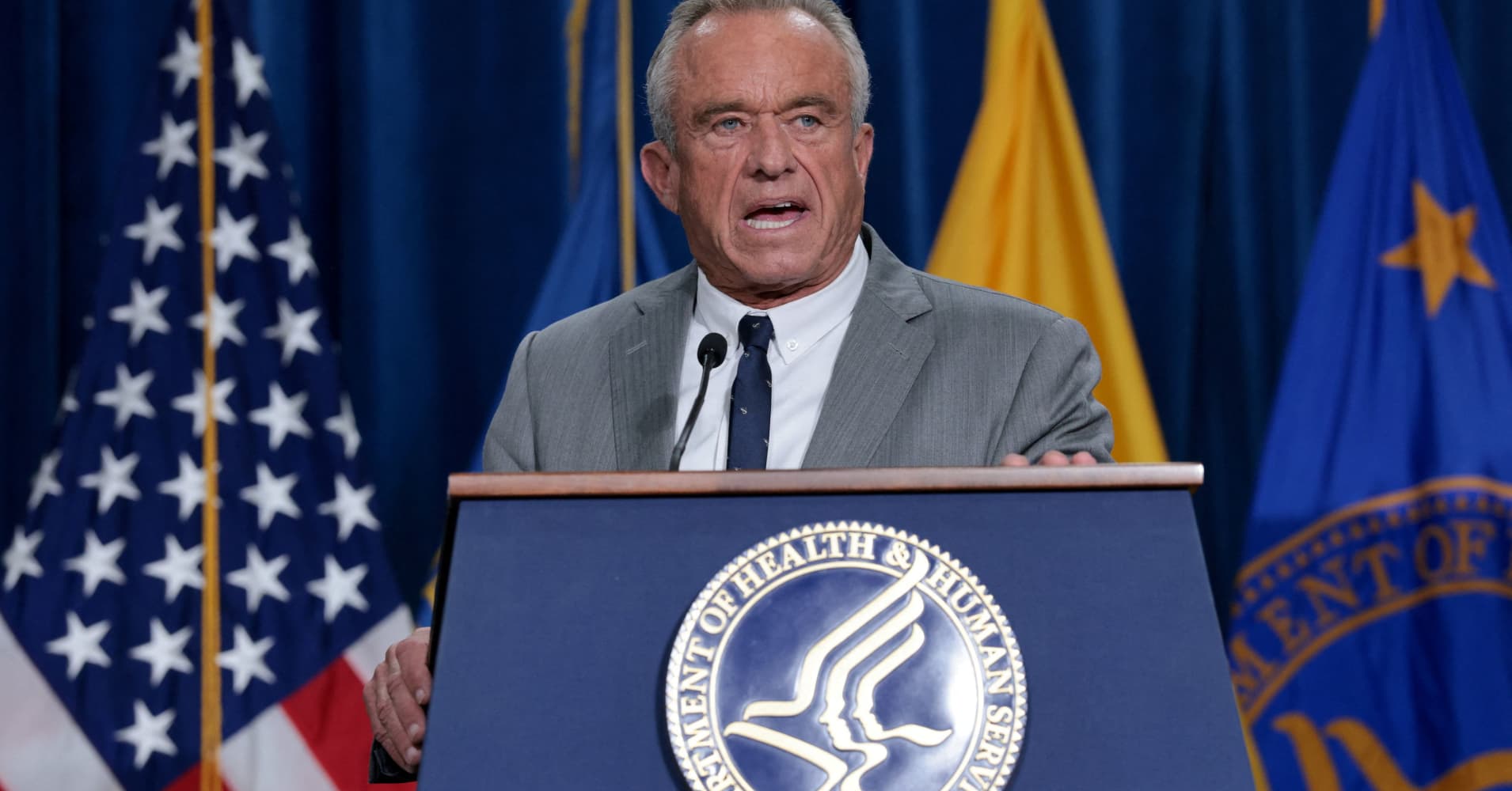 Health and Human Services Secretary Robert F. Kennedy Jr. announces new nutrition policies during a press conference in Washington, Jan. 8, 2026.