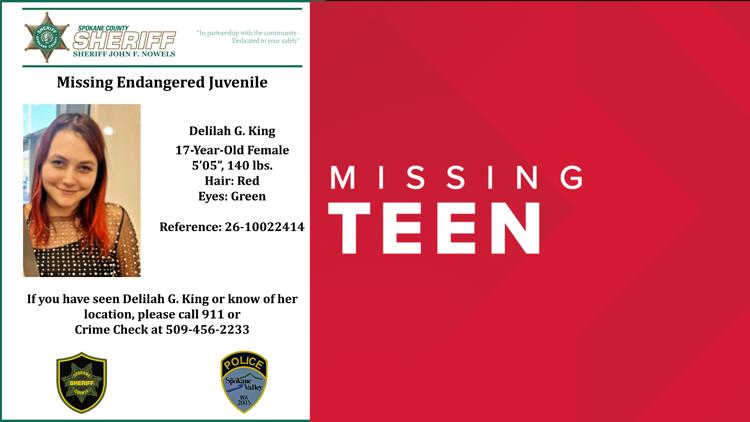 Spokane County Sheriff's Office searching for missing 17-year-old girl