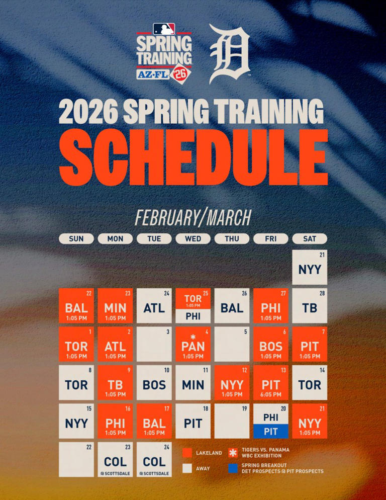 Detroit Tigers 2027 Spring Training Tv Schedule