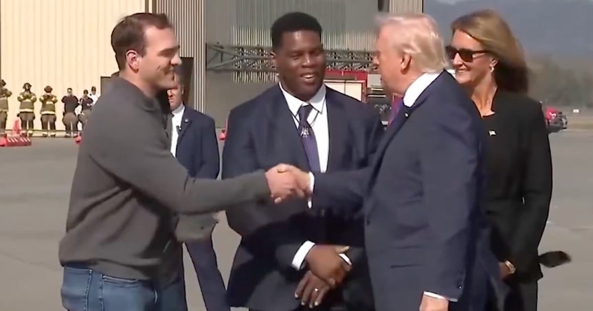 Gunner Stockton, Herschel Walker greet President Donald Trump ahead of ...