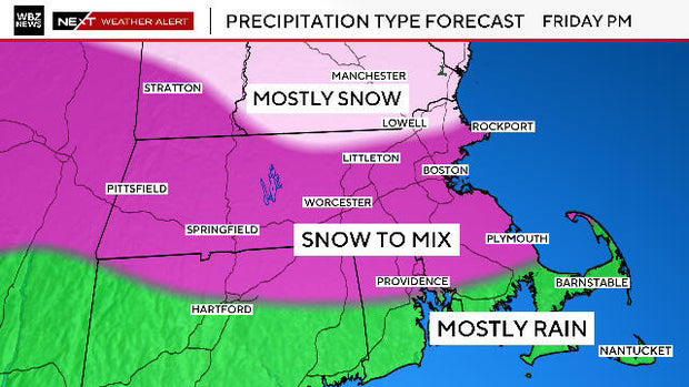 Snow coming to Boston area again today. Weather forecast maps show ...