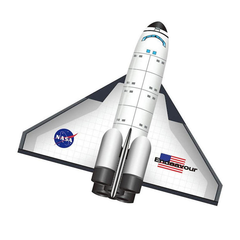 Τρισδιάστατος, υφασμάτινος χαρταετός σε σχήμα διαστημόπλοιου.