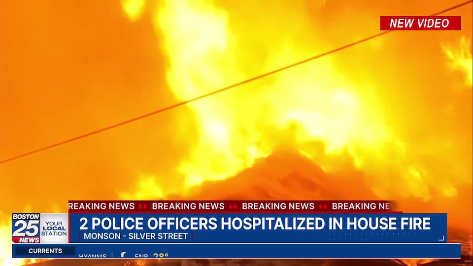 2 police officers hospitalized during raging house fire in Western Massachusetts<br><br>