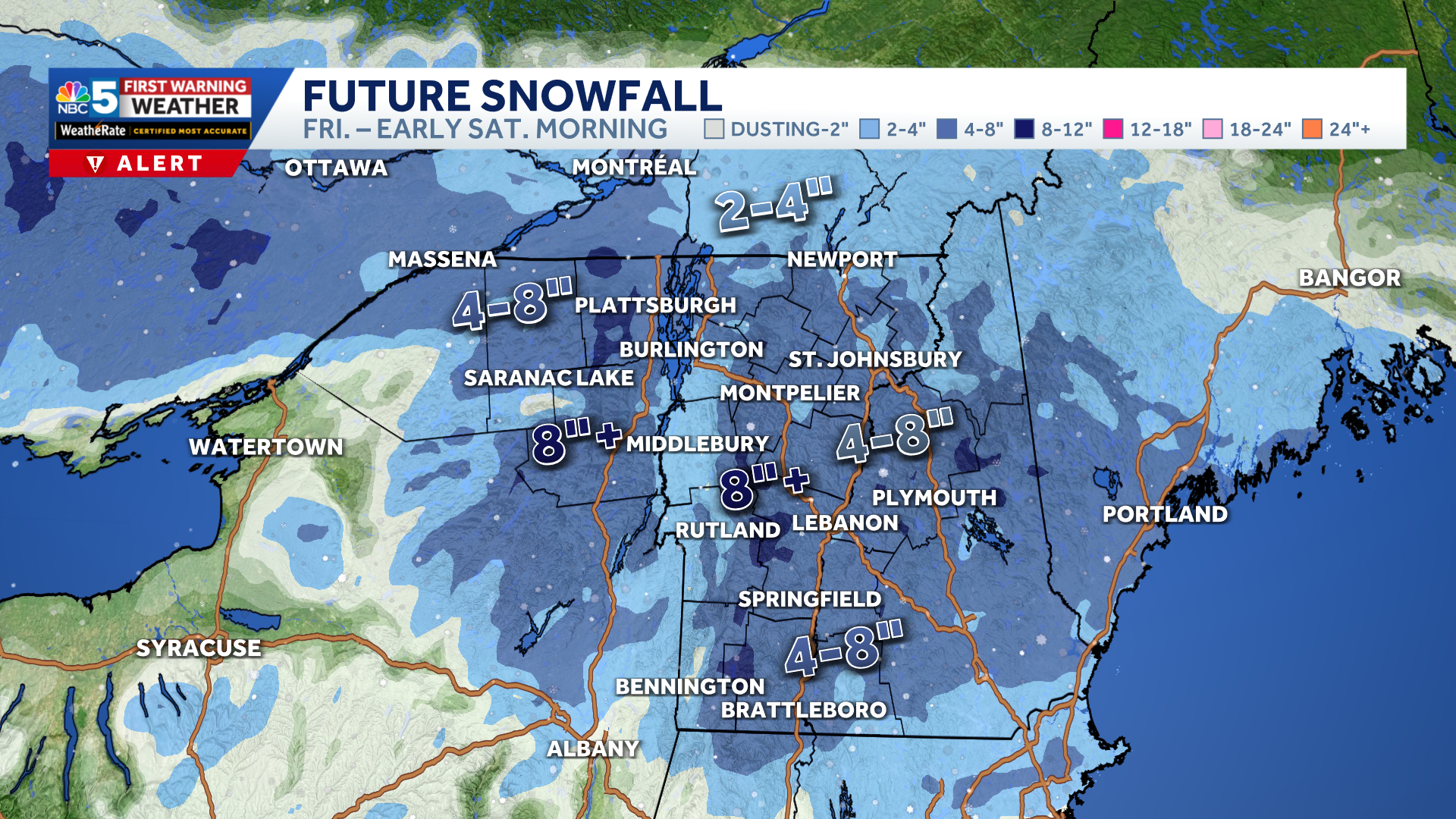 Heavy snow to bring tough evening travel Friday across Vermont, New York