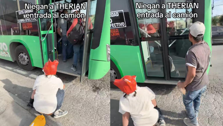 'Therian' intenta subir a camión urbano y chofer cierra puerta de la ...