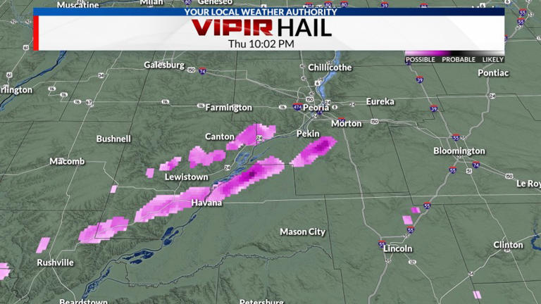 Severe storms hit central Illinois, large hail reported