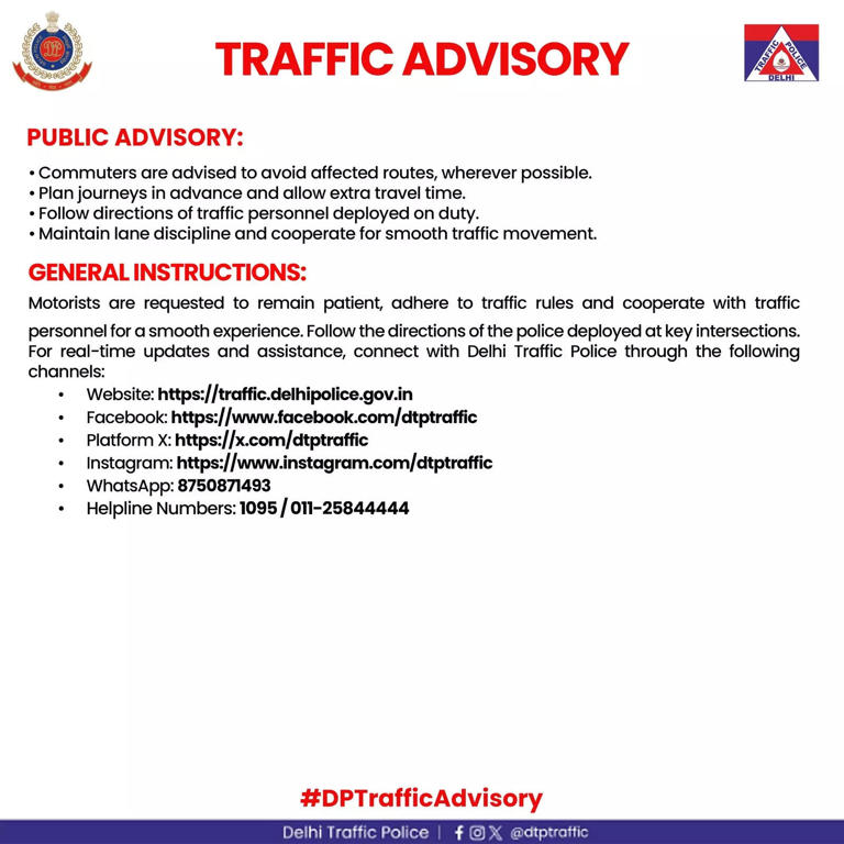 Delhi Traffic Police issues advisory for AI Impact Summit 2026; check ...