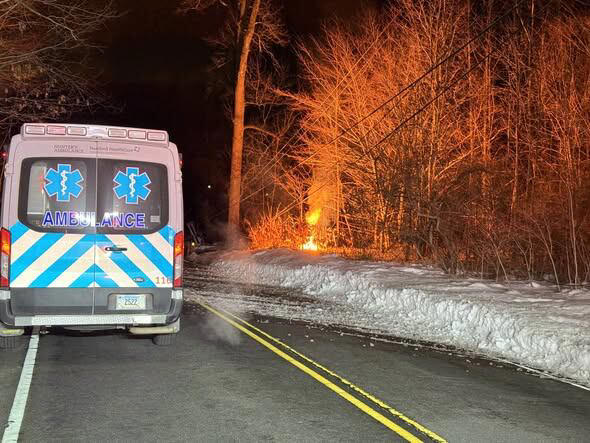 Driver flees scene after rollover crash causes utility pole fire in Berlin