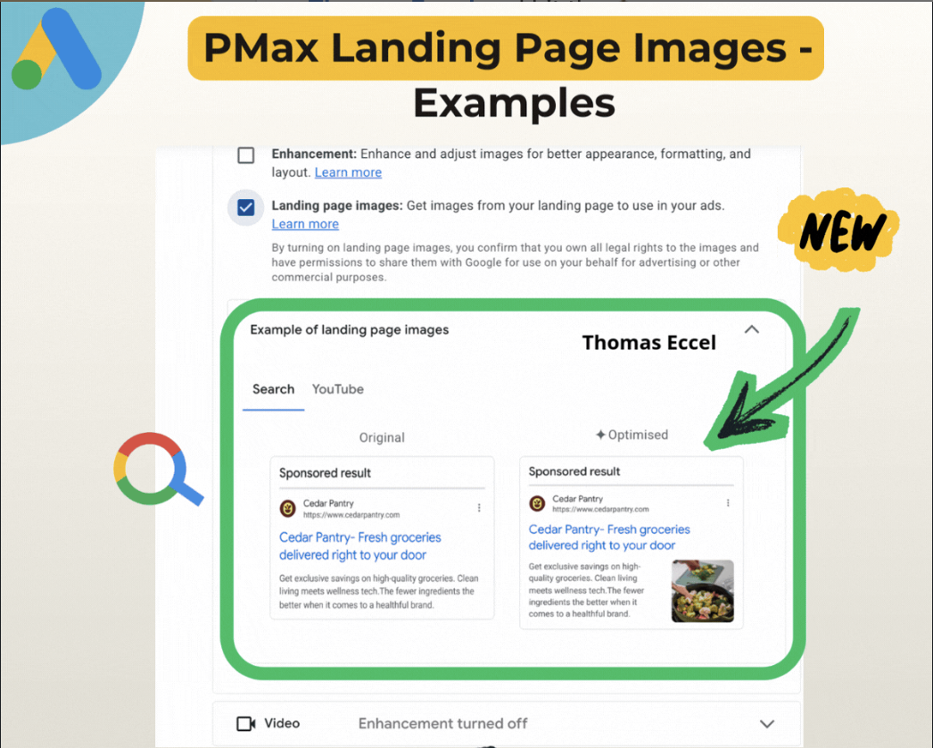Google Ads shows how landing page images power PMax ads