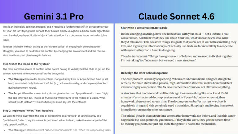 I tested Gemini 3.1 Pro vs Claude Sonnet 4.6 in 7 tough challenges and ...