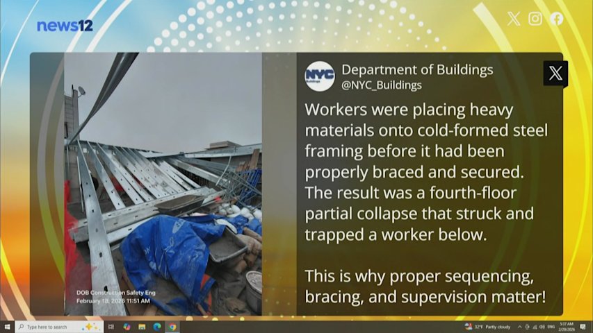 Construction worker hurt during partial building collapse in Crown Heights