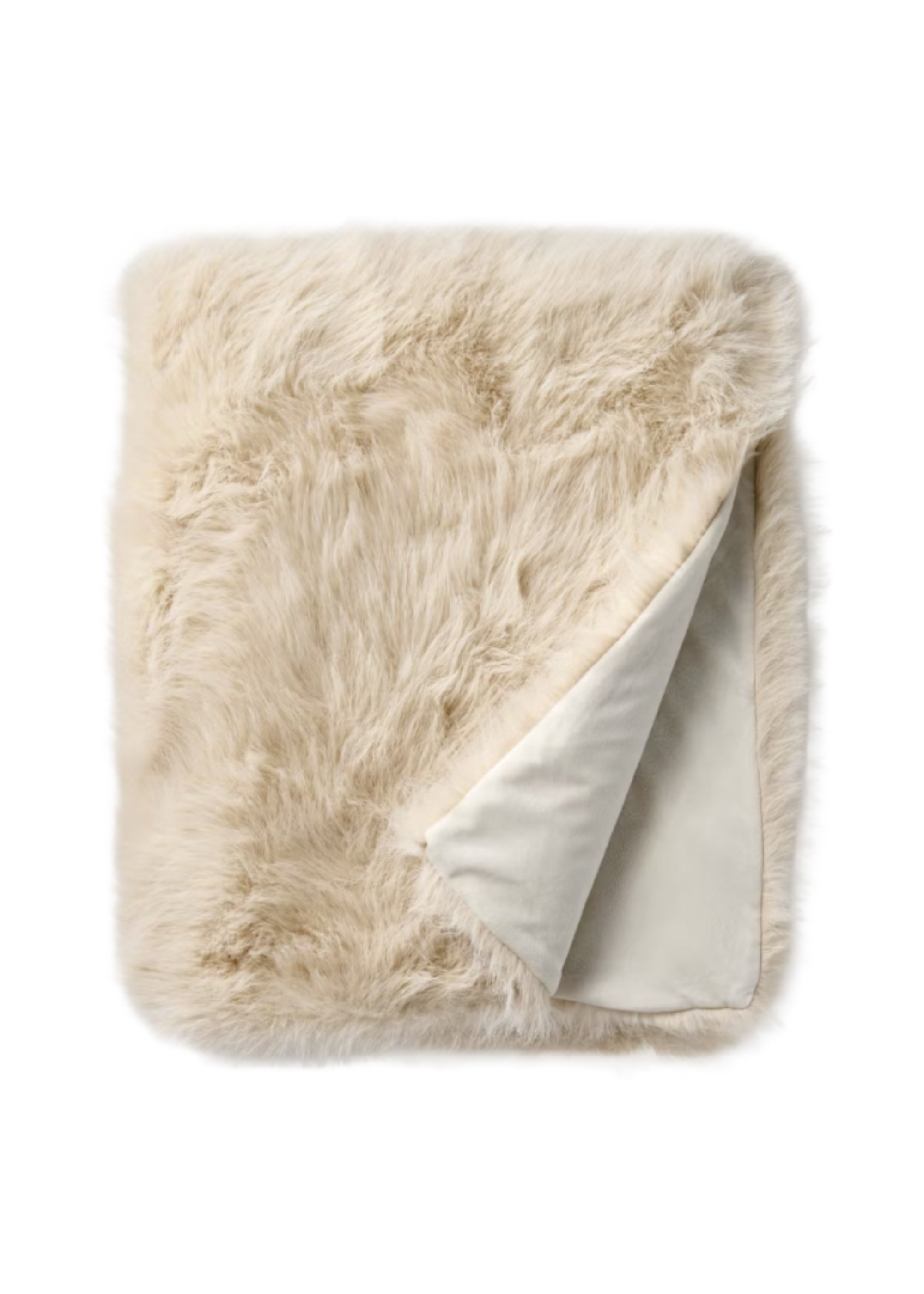 Cream fur throw blanket