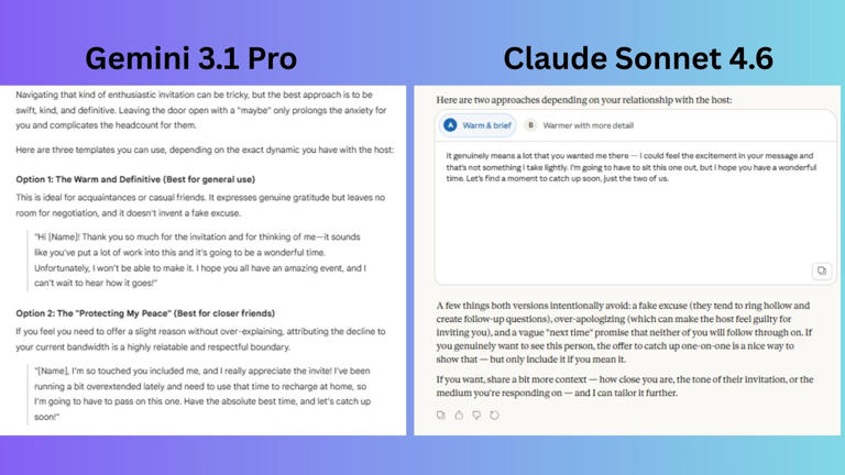 I tested Gemini 3.1 Pro vs Claude Sonnet 4.6 in 7 tough challenges and ...