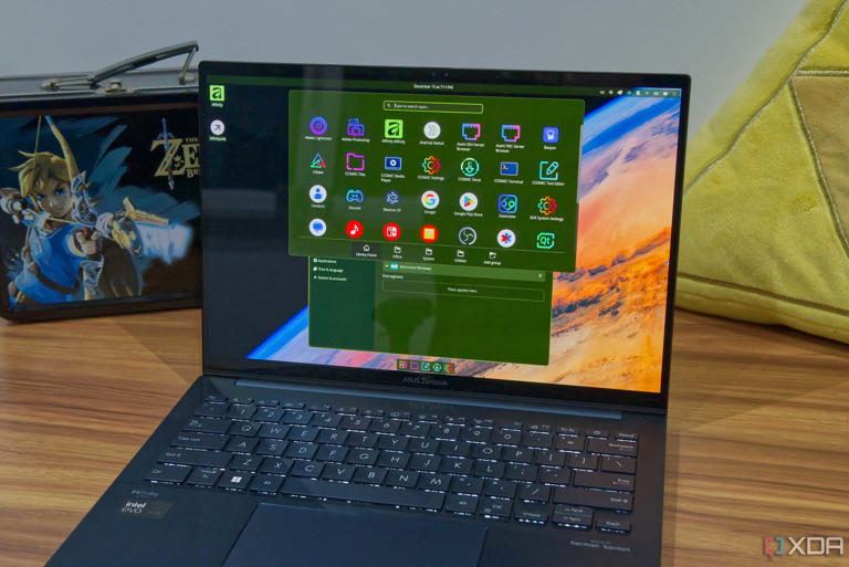 A laptop running Linux with the Cosmic desktop environment