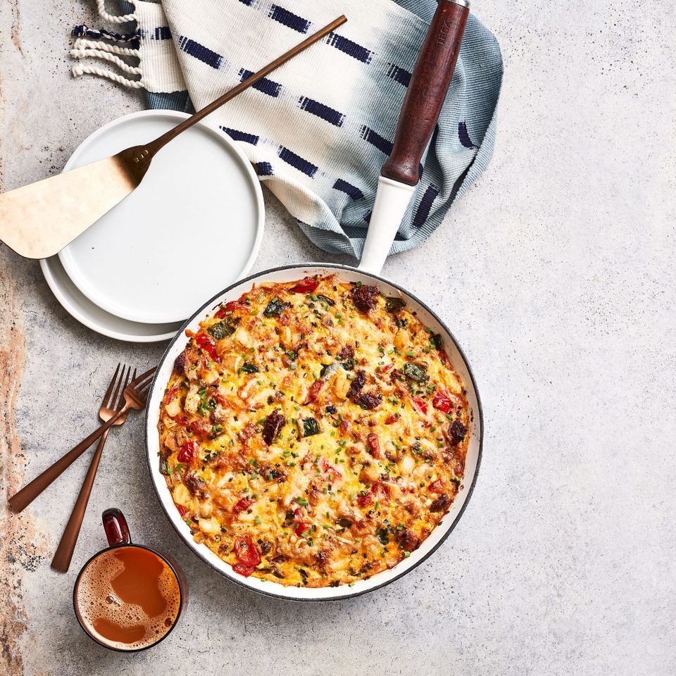 Cheesy Sausage, Egg, and Hash Brown Casserole