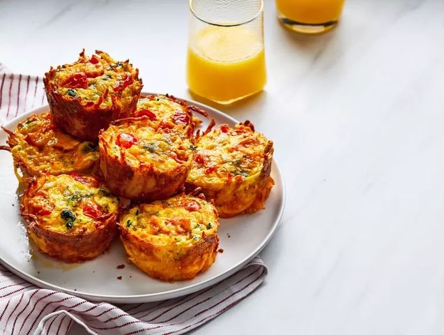 mini hashbrown frittatas on a plate