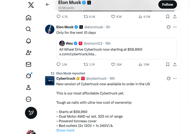 Tesla slashes Cybertruck prices to boost pickup sales