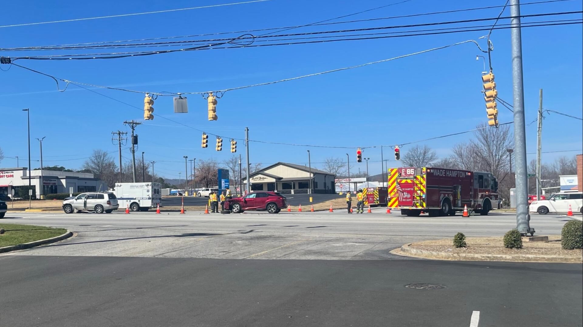 Crews respond to crash on busy Greenville County road