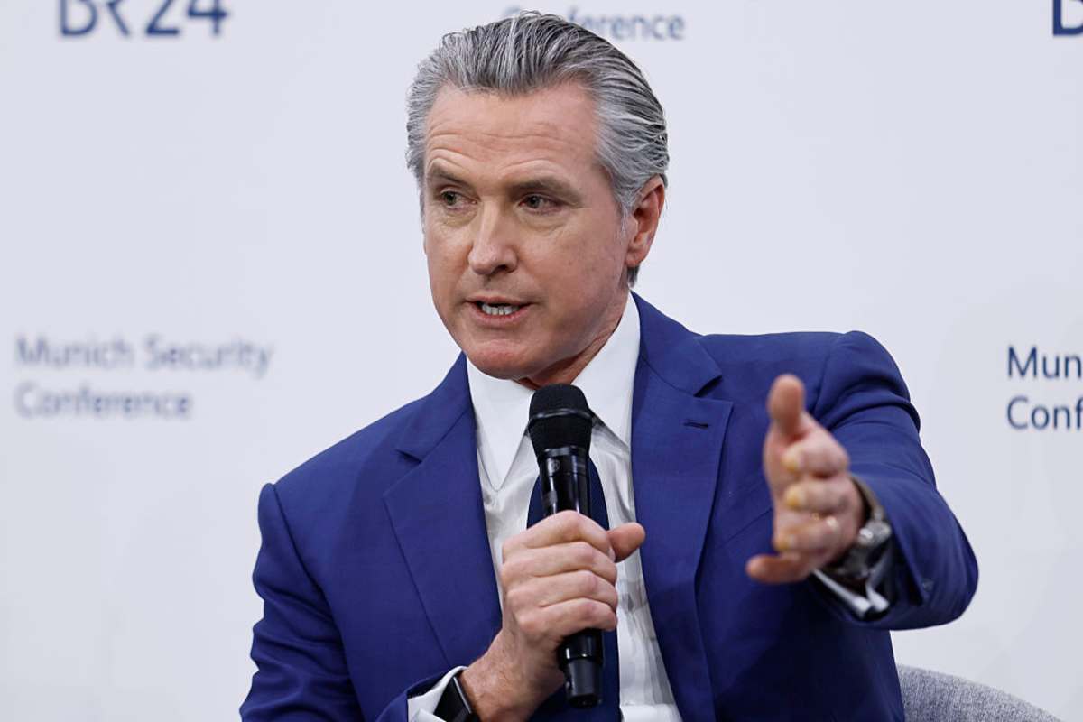 MUNICH, GERMANY - FEBRUARY 13: Governor of California, Gavin Newsom, attends the Panel Discussion 'Playing With Fire: The Need for Decisive Climate Action' at the 62nd Munich Security Conference on February 13, 2026 in Munich, Germany. The conference, which brings together government leaders, security experts and defence ministers, is taking place at a time when the traditional western political and military alliance is facing rupture due to the policies of U.S. President Donald Trump. (Photo by Johannes Simon/Getty Images)