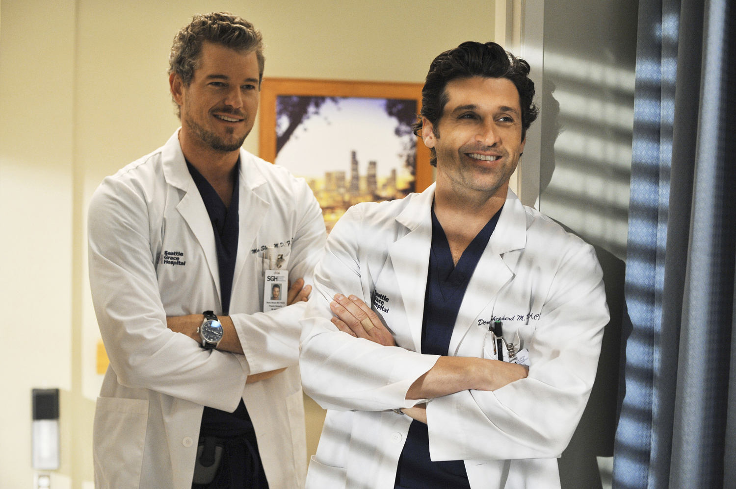 Eric Dane and Patrick Dempsey on "Grey's Anatomy" in 2008. (Eric McCandless / Disney via Getty Images)