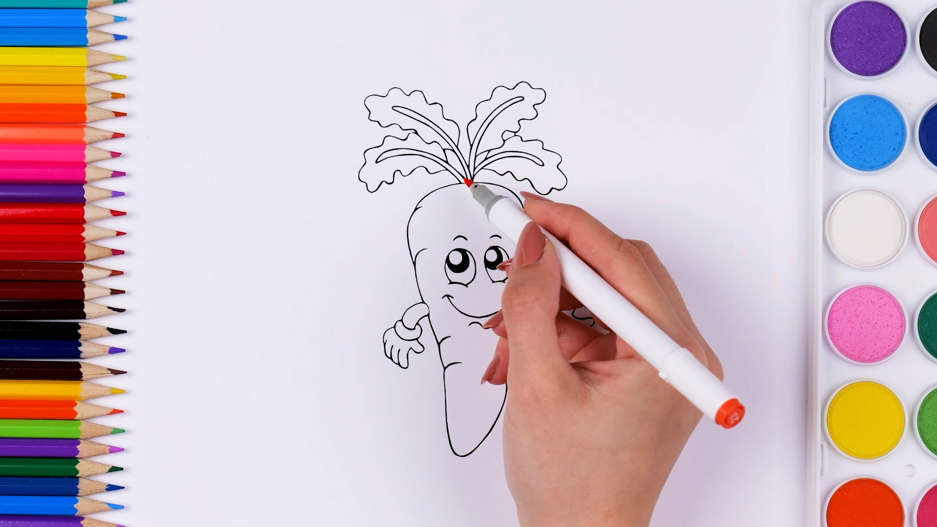A fun carrot drawing | Learning color names