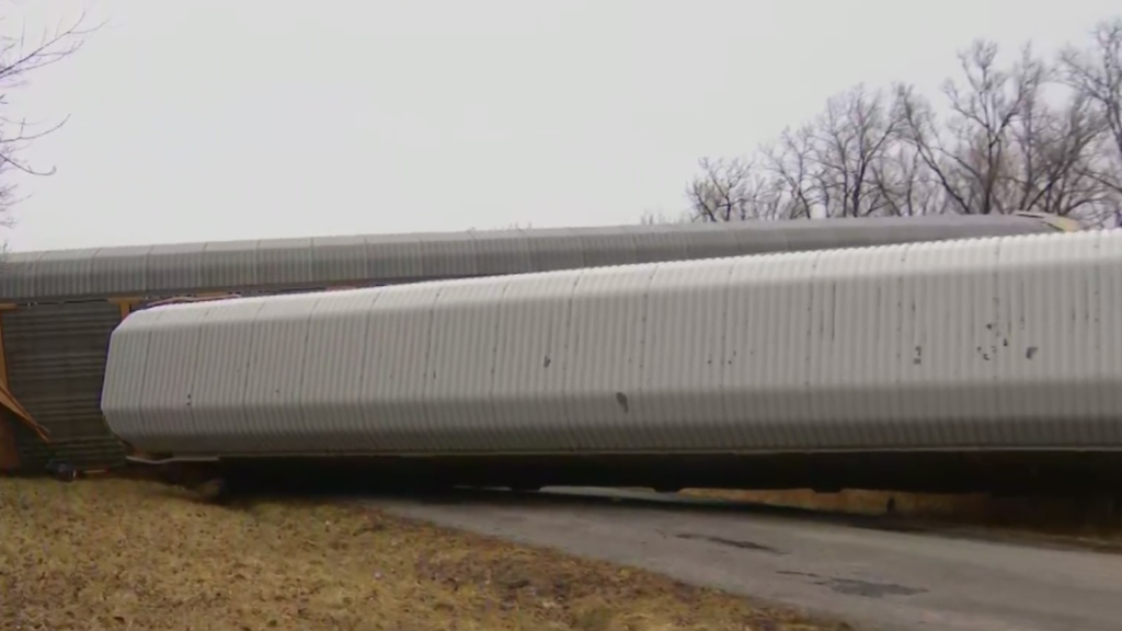 Freight train derailment involving 17 cars blocks crossings in Harvey ...