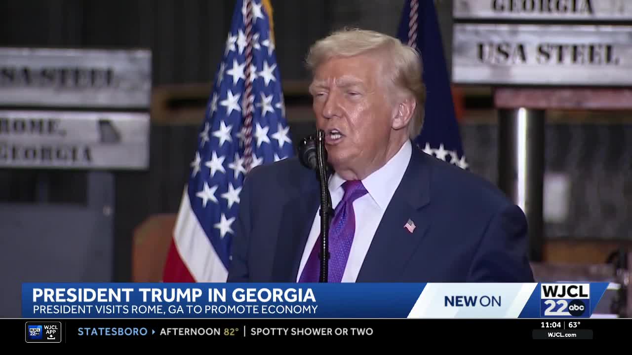 President Trump touts economy during Rome, Georgia visit
