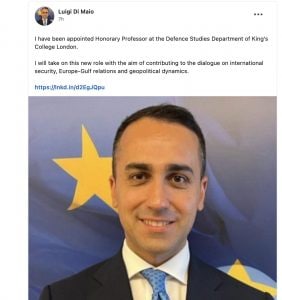 Luigi Di Maio diventa professore onorario al King’s College di Londra: cosa farà nell’ateneo britannico