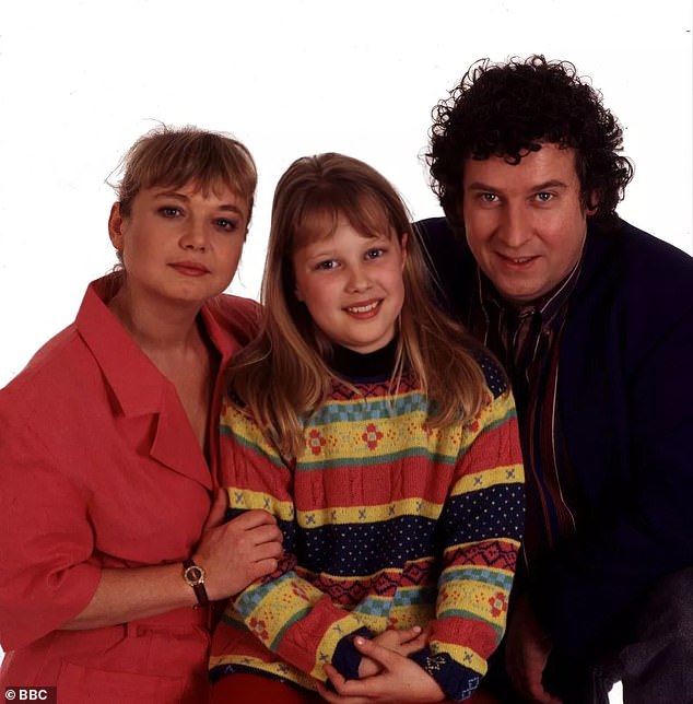 The actress, 42, first joined EastEnders in 1993 at the age of just nine as Clare Bates [Tyler], the daughter of Debbie Tyler and stepdaughter of Nigel Bates (Pictured together in 1993)