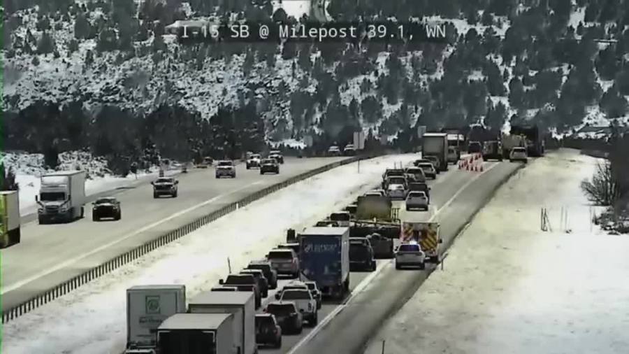 Significant delays on I-15 near New Harmony after trailer fire<br>