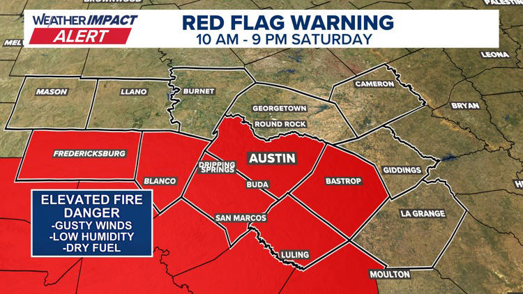 Fire danger on Saturday ahead of a chilly Sunday morning