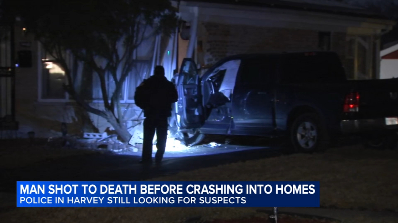 Vehicle crashes into 2 homes after driver shot, killed in Harvey ...