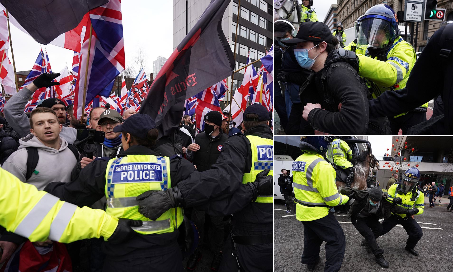 Police arrest six as violence breaks out between far-right Britain ...