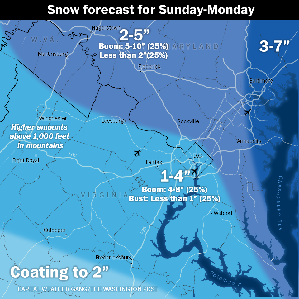 CWG live: Rain to snow Sunday. Accumulation likeliest Sunday night into ...