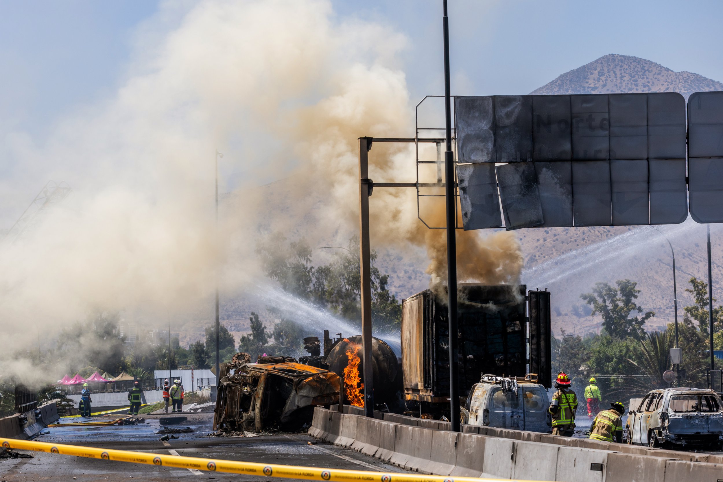 Tanker explodes in huge fireball on highway killing four and injuring 17 others<br><br>