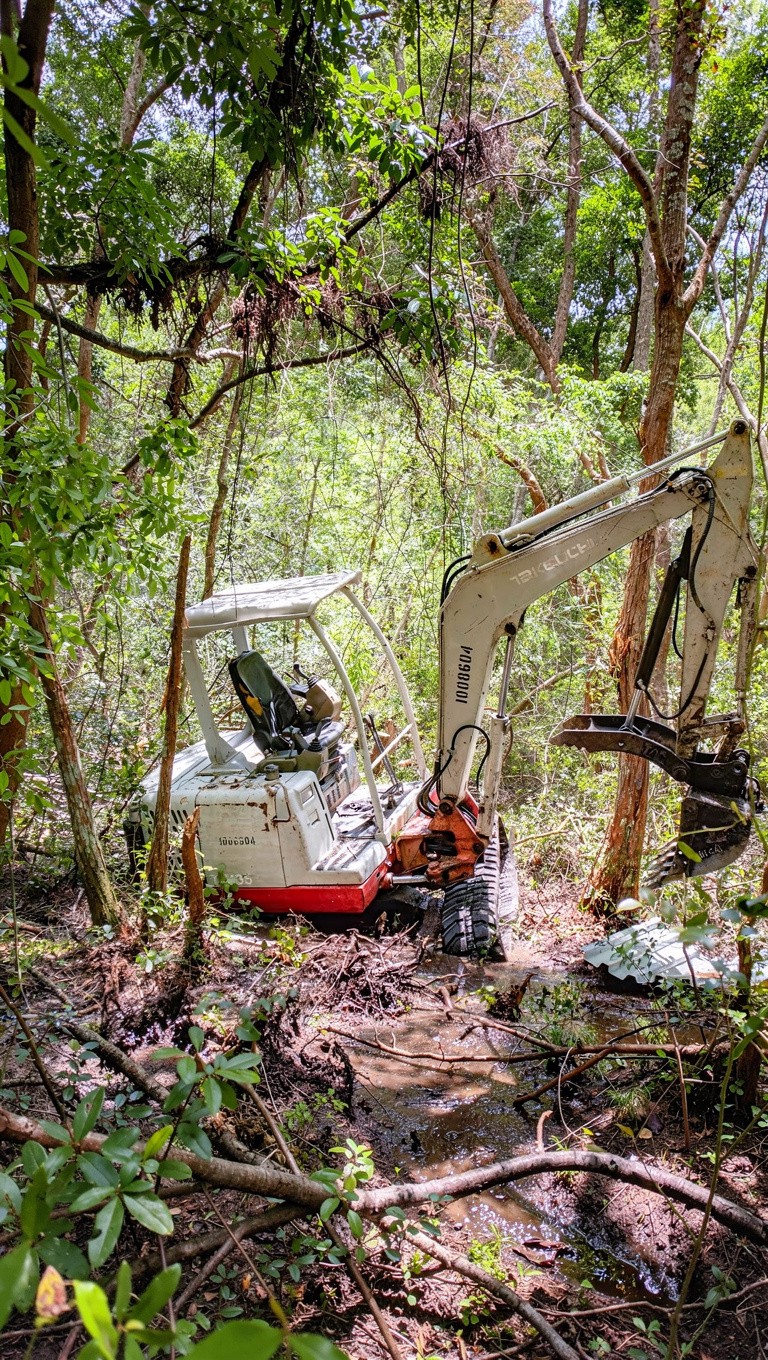 Dozer stuck in the swamp