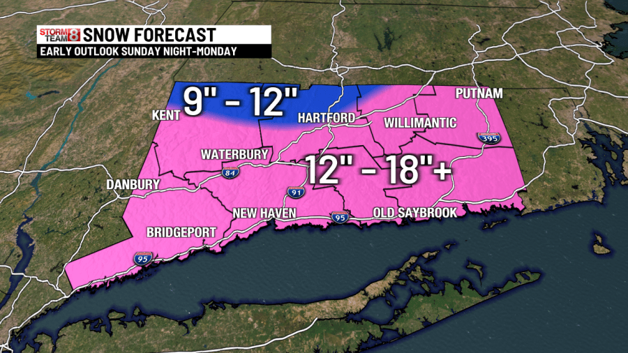 How much snow will Connecticut get late this weekend & Monday? High ...