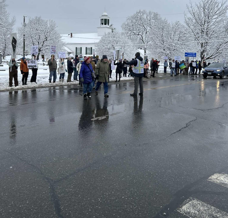 Protesters gather in Merrimack for 'Ice Out' protest