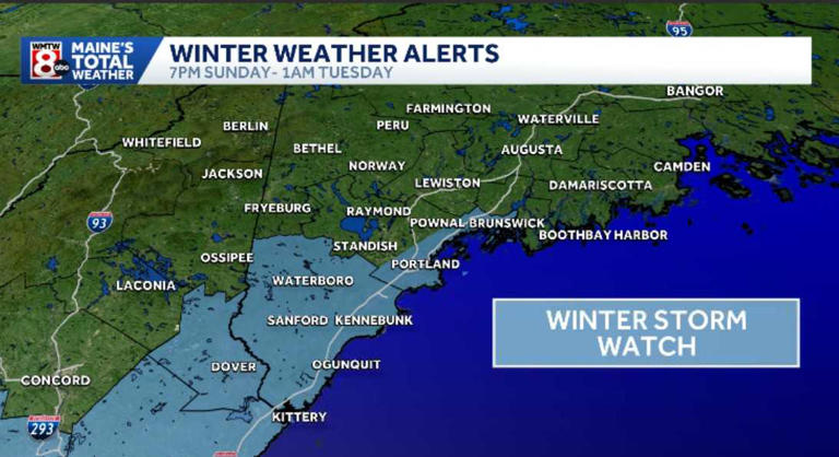 Winter storm watch issued for parts of Maine Monday