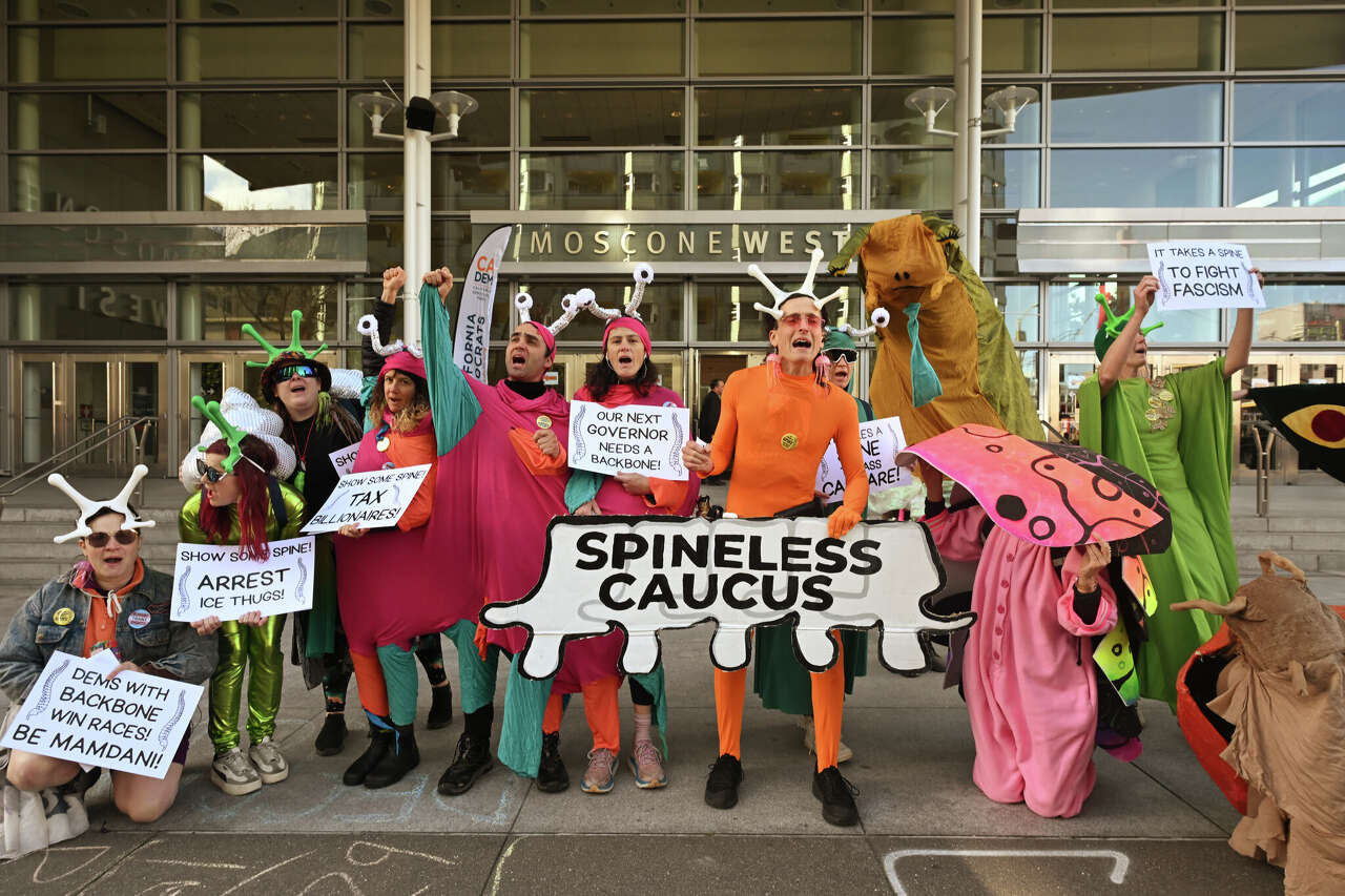 'Grow a spine': SF protesters target California Democratic Convention