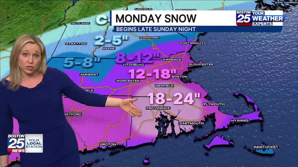 Late Sunday-Monday nor’easter expected to bring heavy snow to Massachusetts