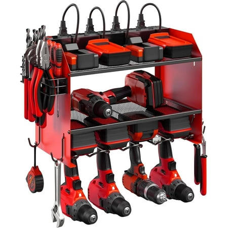Busdays Heavy-Duty Metal Power Tool Organizer Wall Mount,3-Tier Adjustable Garage Storage Rack,Durable Workshop Shelf For Drills DJYC-W2181P351799 - The Home Depot