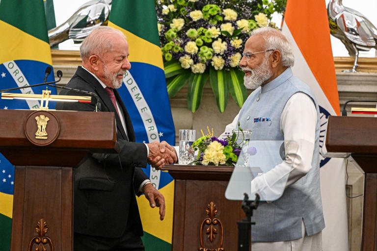 Brazil's President Lula Meets with India's Prime Minister Modi in New Delhi