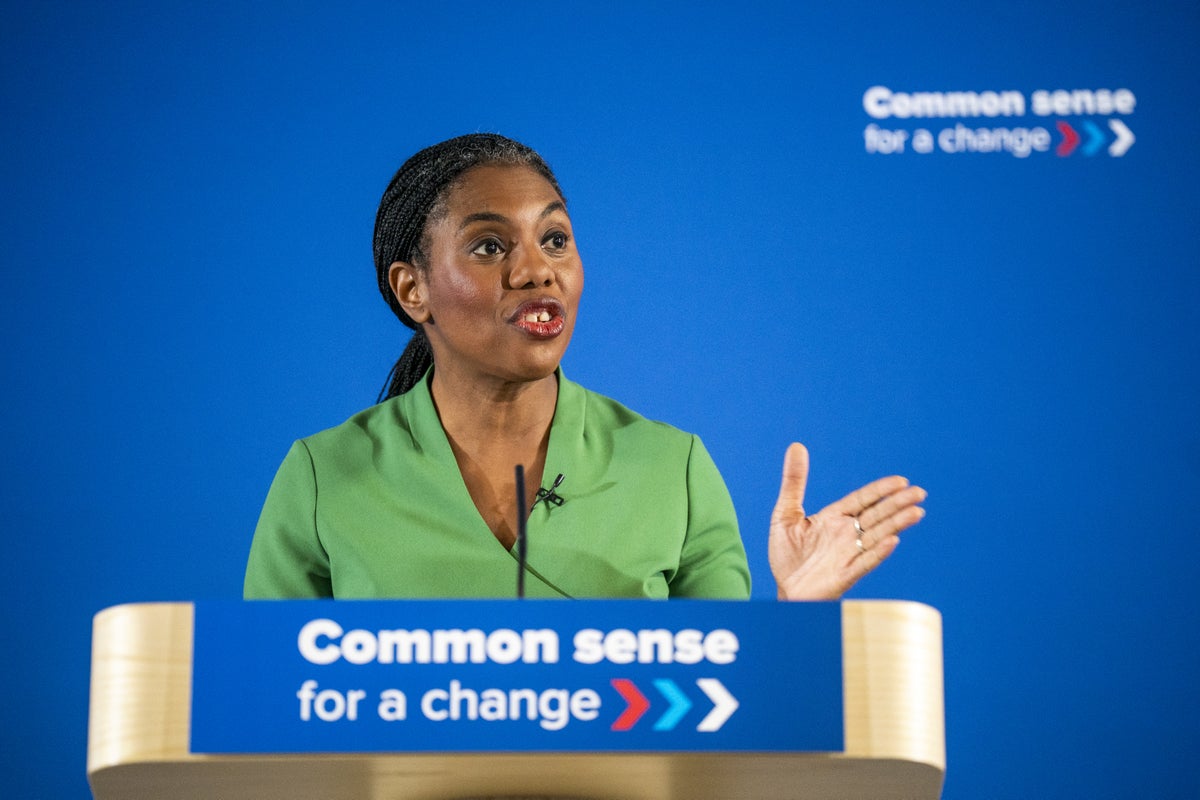 Conservative party leader Kemi Badenoch addresses the Scottish Conservative party conference at Murrayfield Stadium, Edinburgh (Jane Barlow/PA) - PA Wire